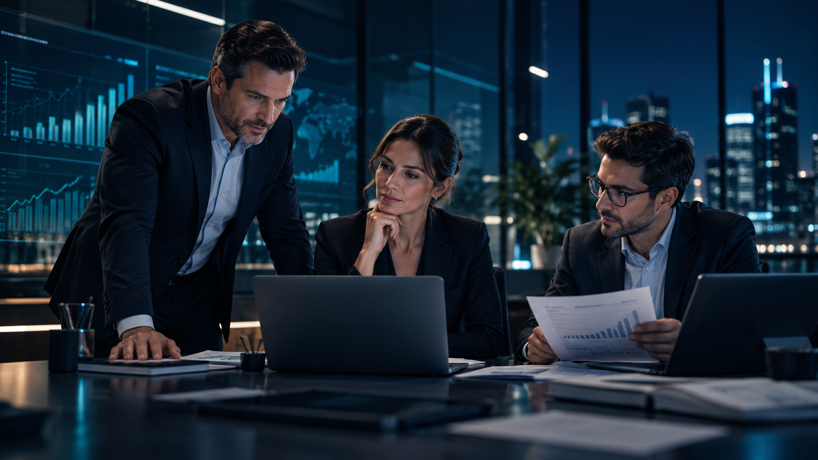 Reunión financiera directiva con vistas nocturnas - Checkup Financiero para directores, PyMEs y contralores